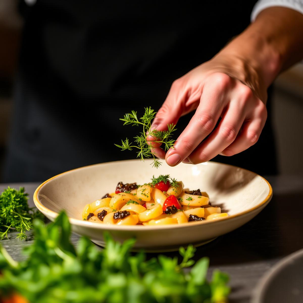 Chef plating a dish